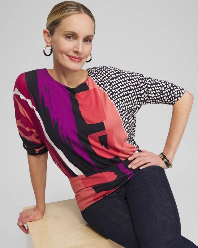 Touch of Cool Abstract Banded Hem Tee - image 2